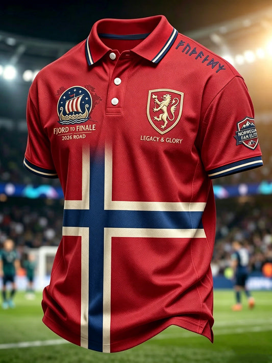 Retro norsk fotballfan avslappet poloskjorte