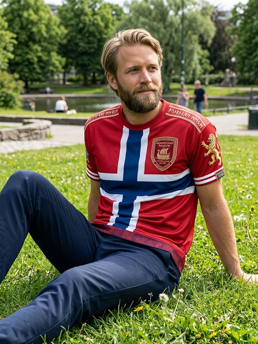 Retro norsk fotballfan casual t-skjorte