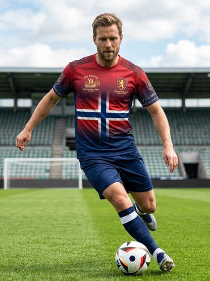 Retro norsk fotballfan avslappet fargegradient t-skjorte