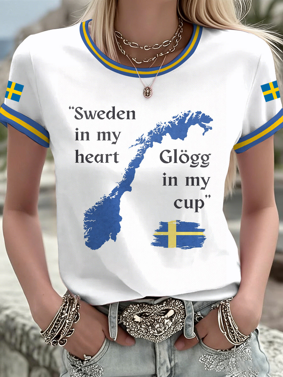 Damsvensk tryckt t-shirt