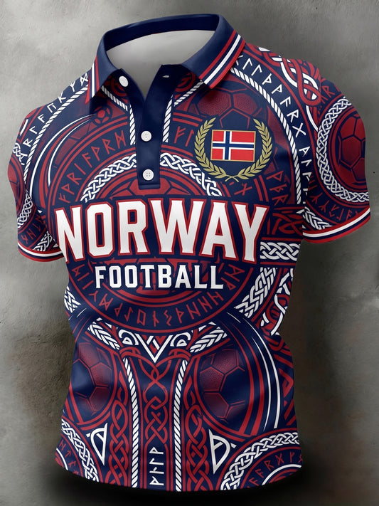 Menns Norge fotballkamp-heiarop kunsttrykk polo