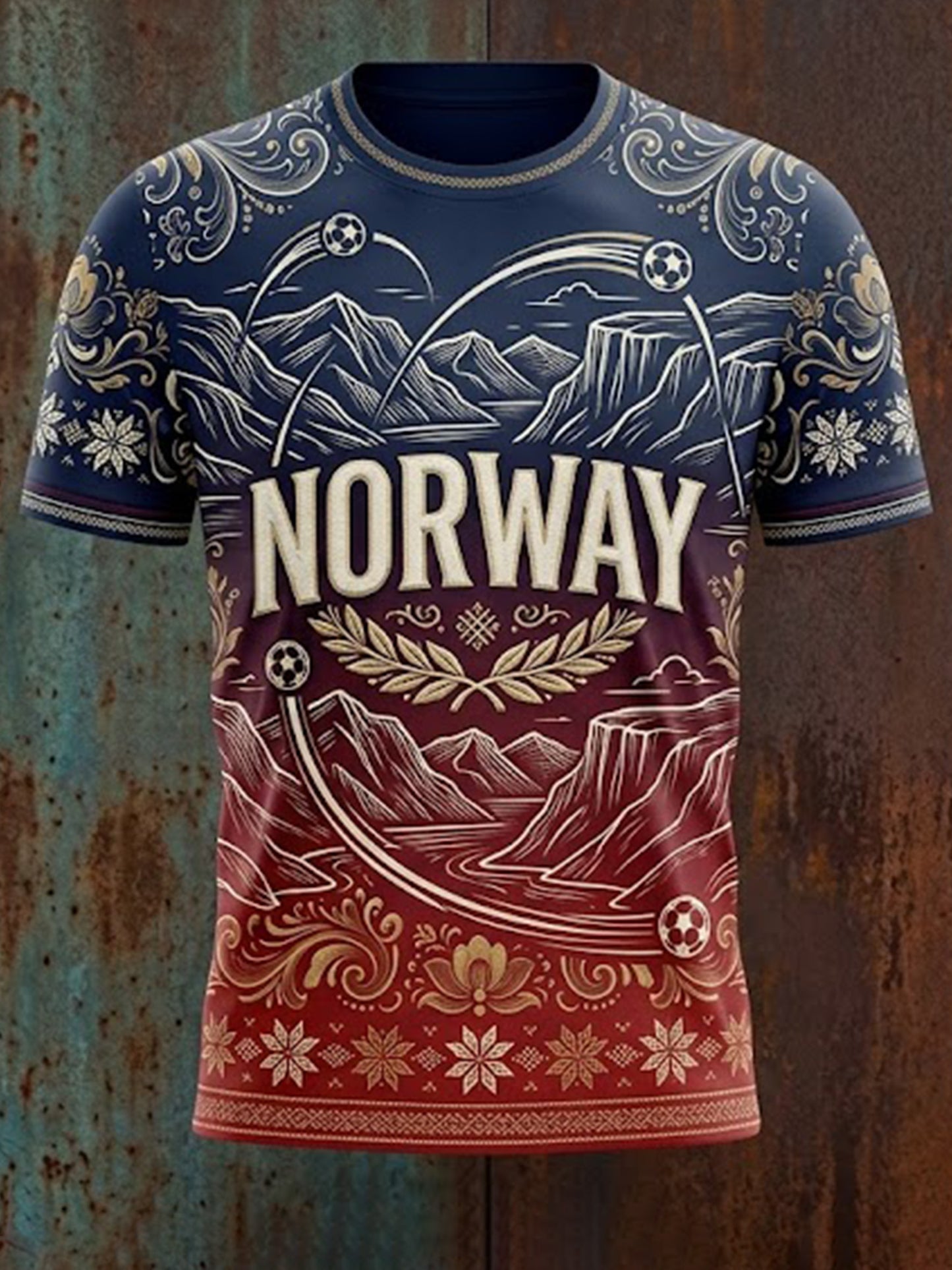 Menns norske fotballkamp jubelgrafikk T-shirt