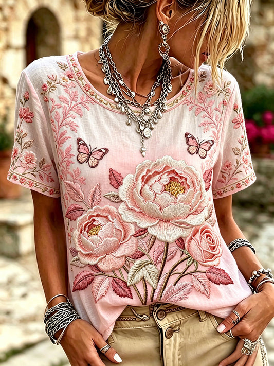 Rosa blomstret topp for kvinners brystkreftbevissthet