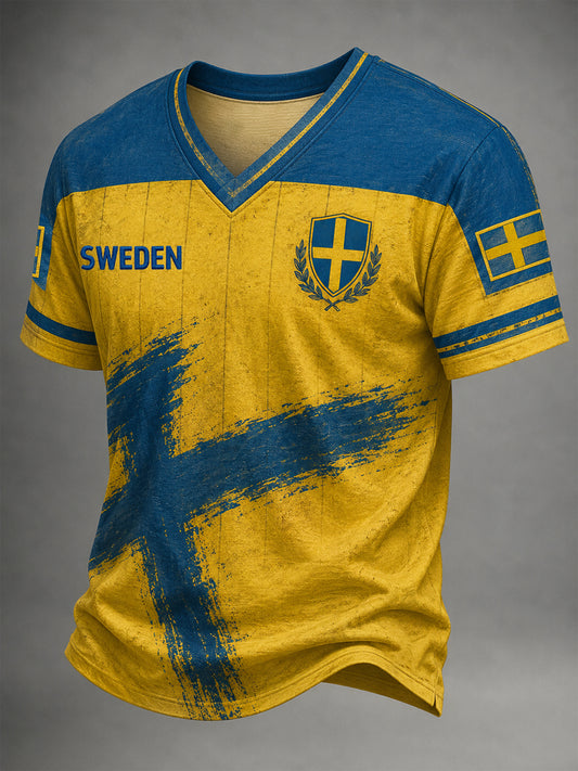 Herregenser i svensk fotballstil med v-hals