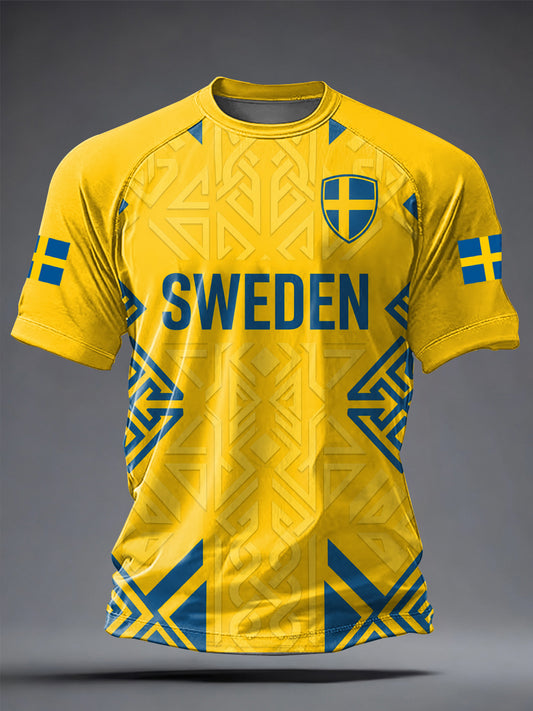 Herlig svensk fotball trykt ledig t-skjorte med korte ermer
