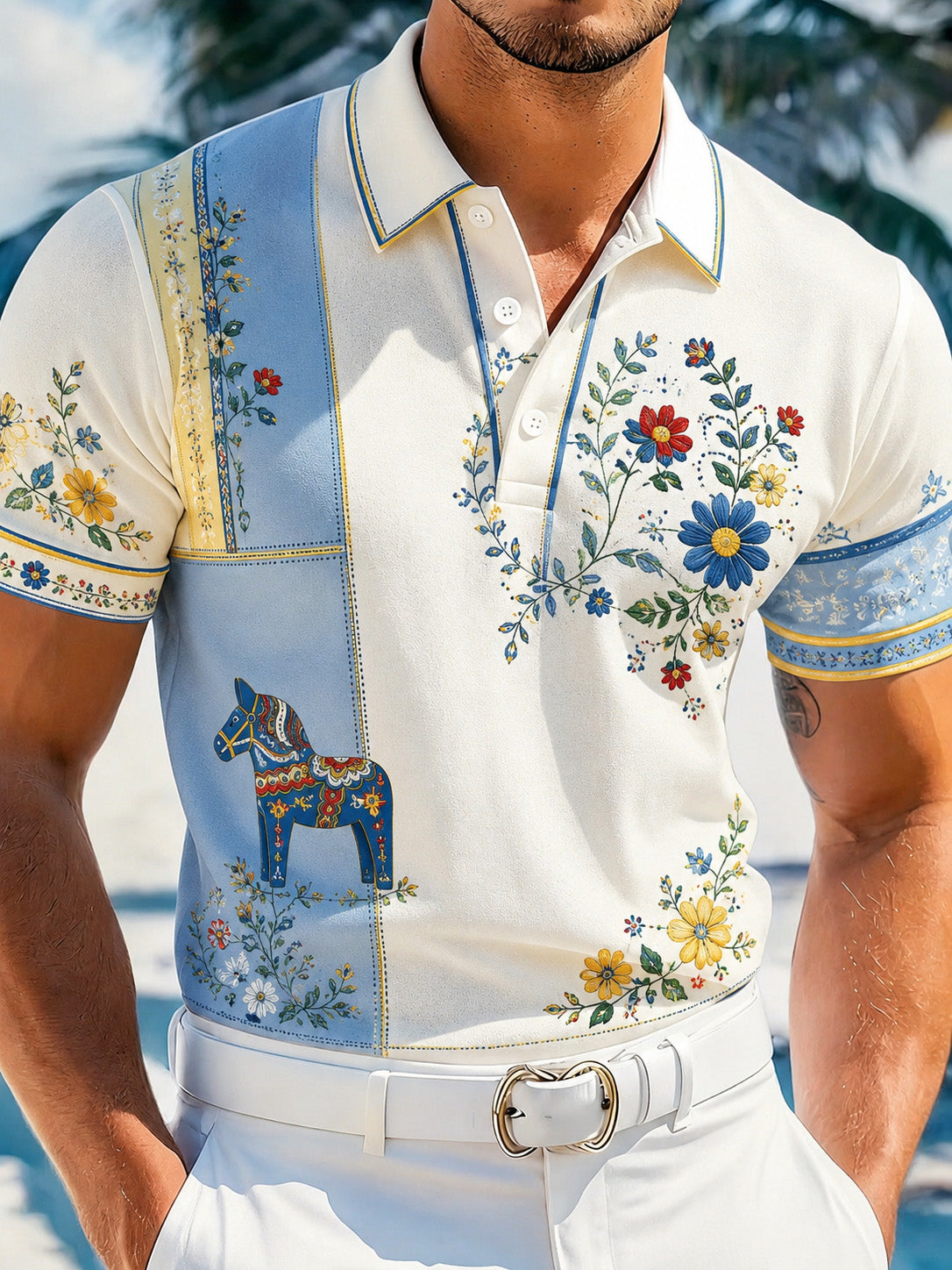 Herrens svenska högtid och festival minnesbildskonst-Print Short-Sleeve Polo.