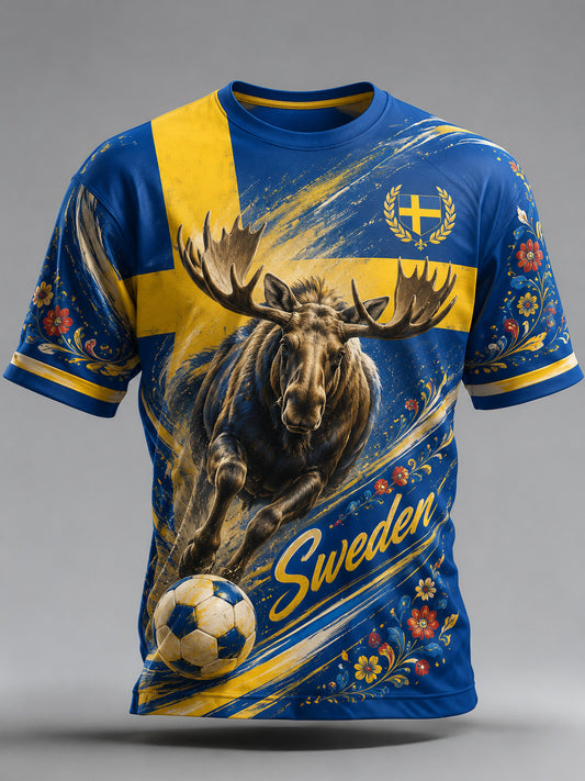 Fotballsupporterkunsttrykk for menn – T-skjorte med korte ermer