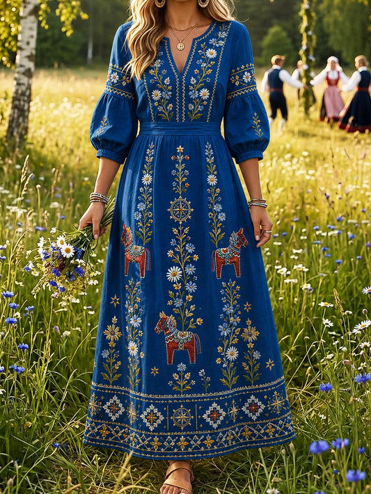 Retro midtsommerfestival kunsttrykk avslappet kjole