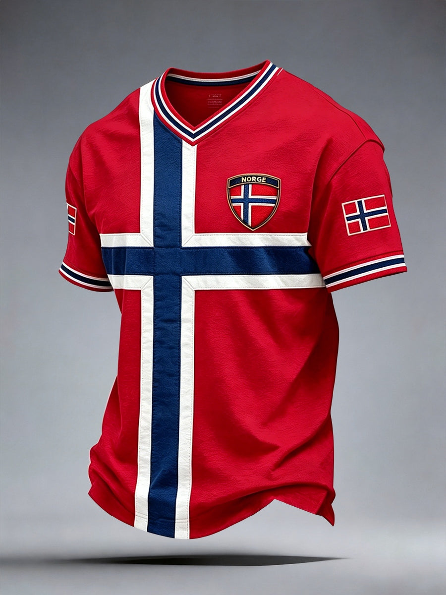 Herrens Norge V-hals T-shirt
