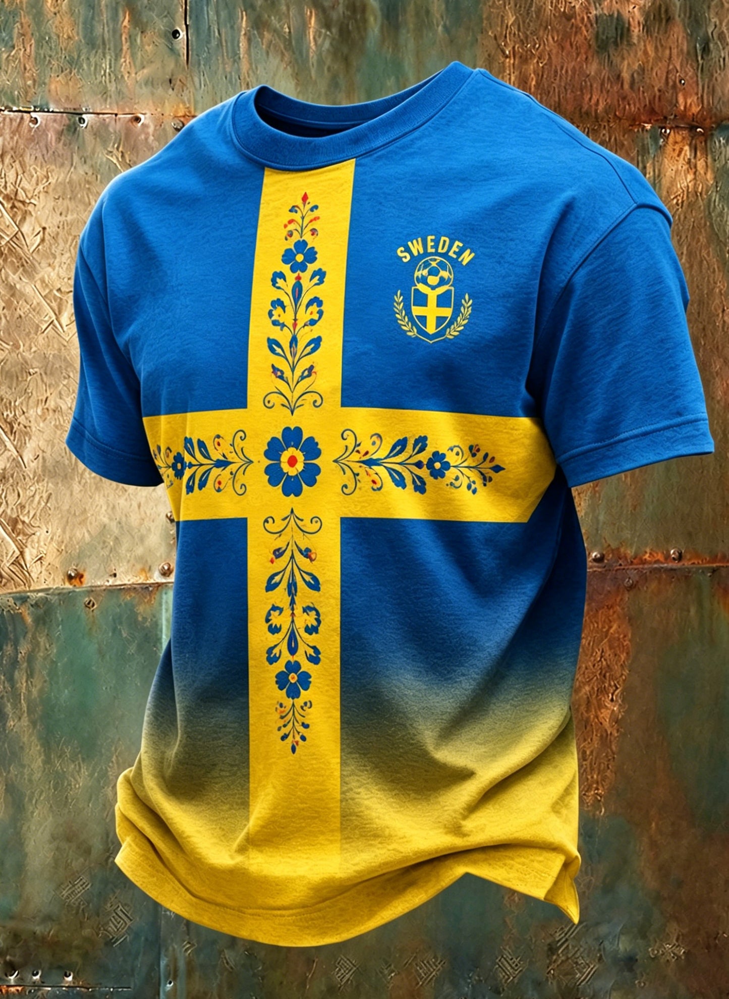 Mäns svensk fotbollsmatch hejar konst Print T-shirt