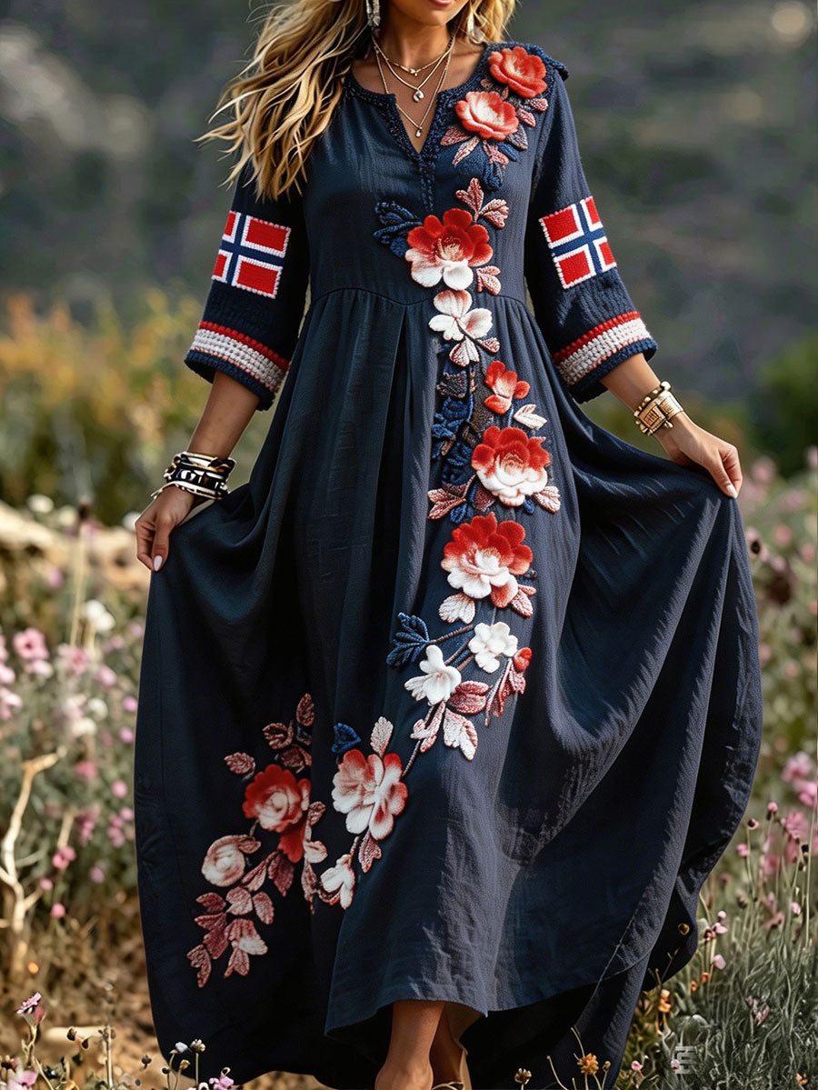 Kvinner Skandinavia Nordic Style Blomsterkunst Trykt linkjole
