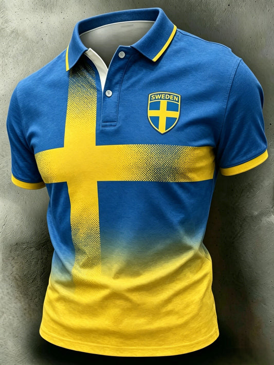 Svensk fotballpiké for menn med korte ermer