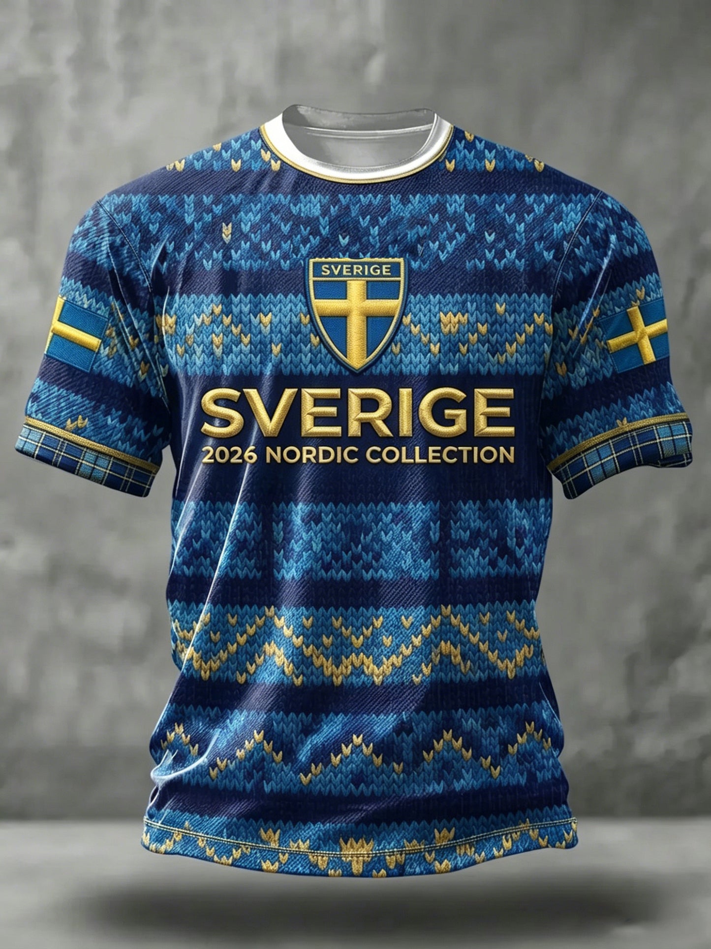 Svensk fotbollströja för män med korta ärmarna