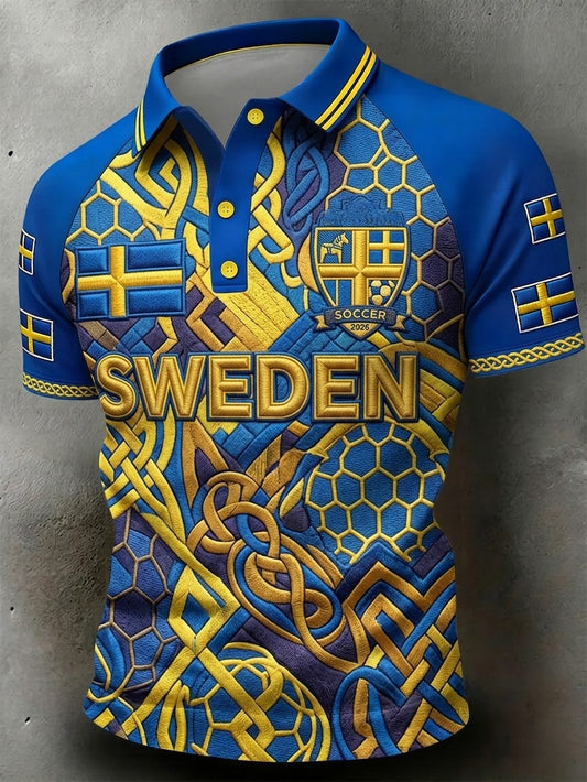 Svensk fotballpiké for menn med korte ermer