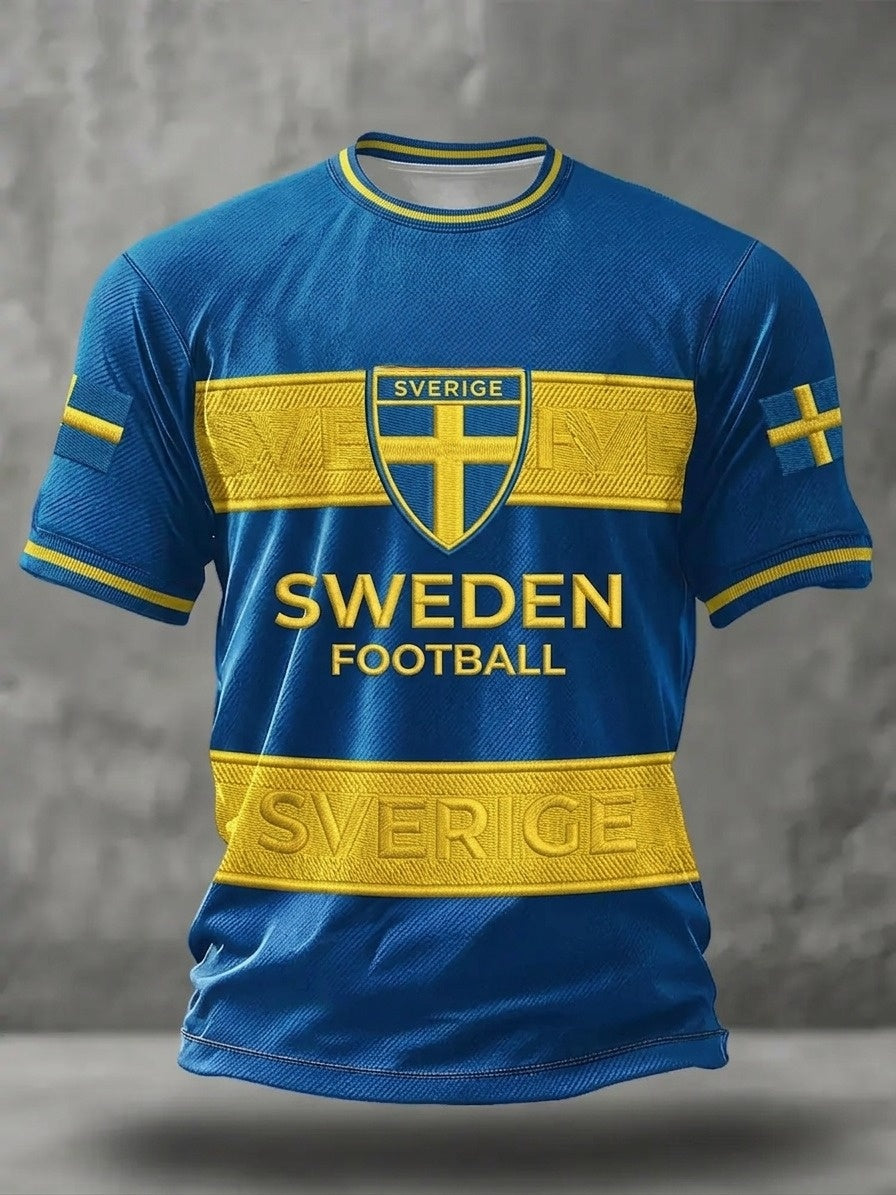 Svensk fotbollströja för män med korta ärmarna