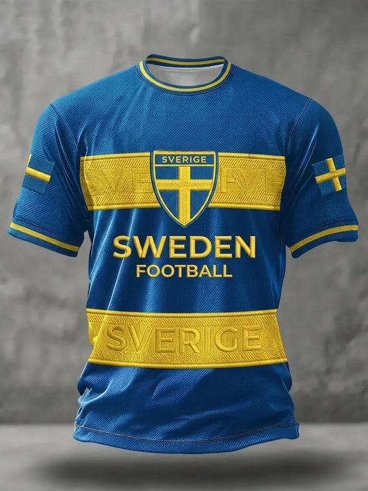 Svensk fotballtrøye til menn med korte ermer
