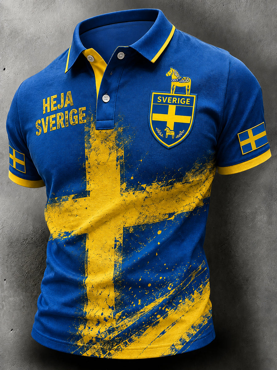 Retro svensk fotbollsfan-konsttryck avslappnad tröja