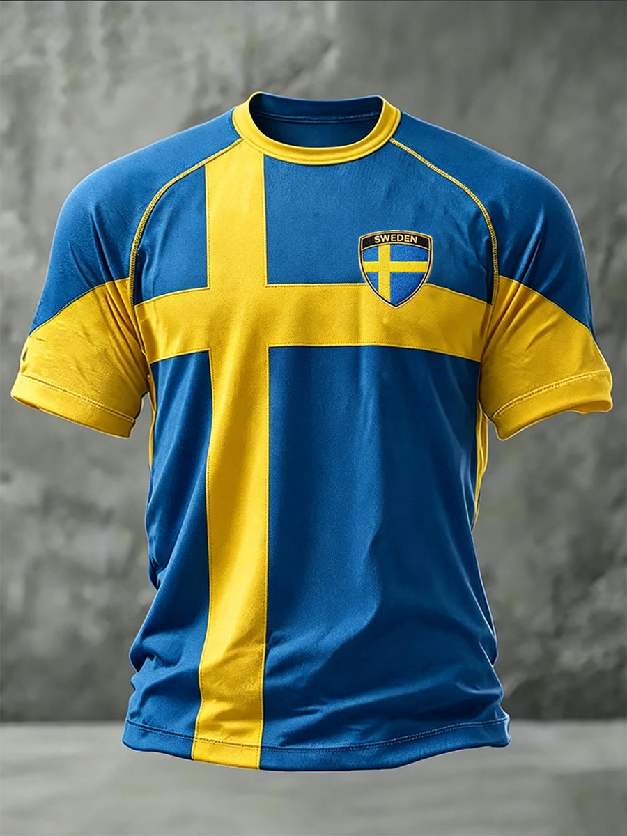 Herrligan svensk fotboll tryckt ledig t-shirt med korta ärmarna