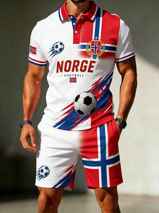 Norsk fotballkamp kunst for herre Print polosett
