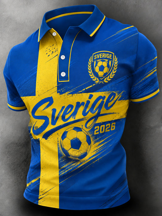 Menns svensk fotball heiagjeng Fan Art Print Polo.