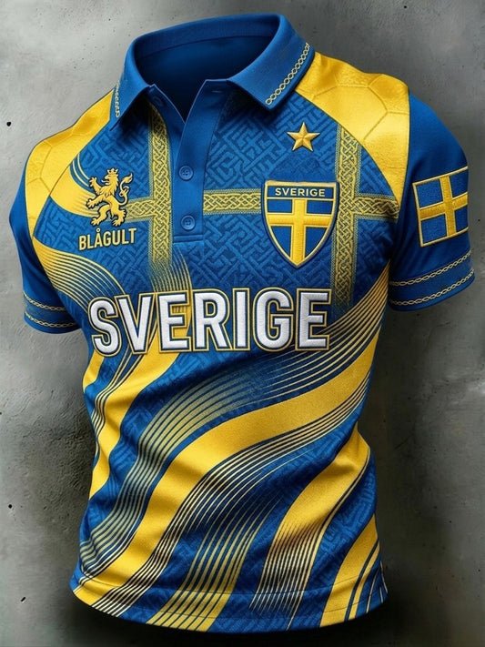 Herre svensk fotball-elsker 2026 Trykt poloskjorte
