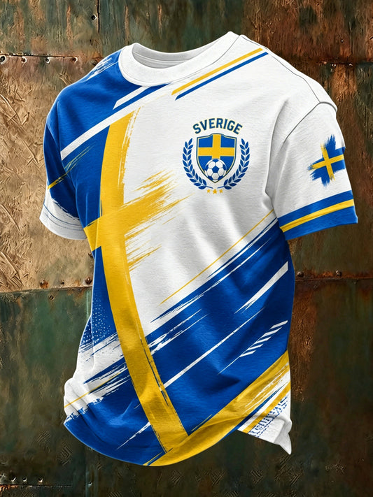 Herregenser med trykt fantekunst til svensk fotballfeiring