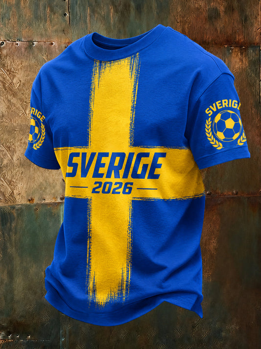 Herregenser med trykt fantekunst til svensk fotballfeiring