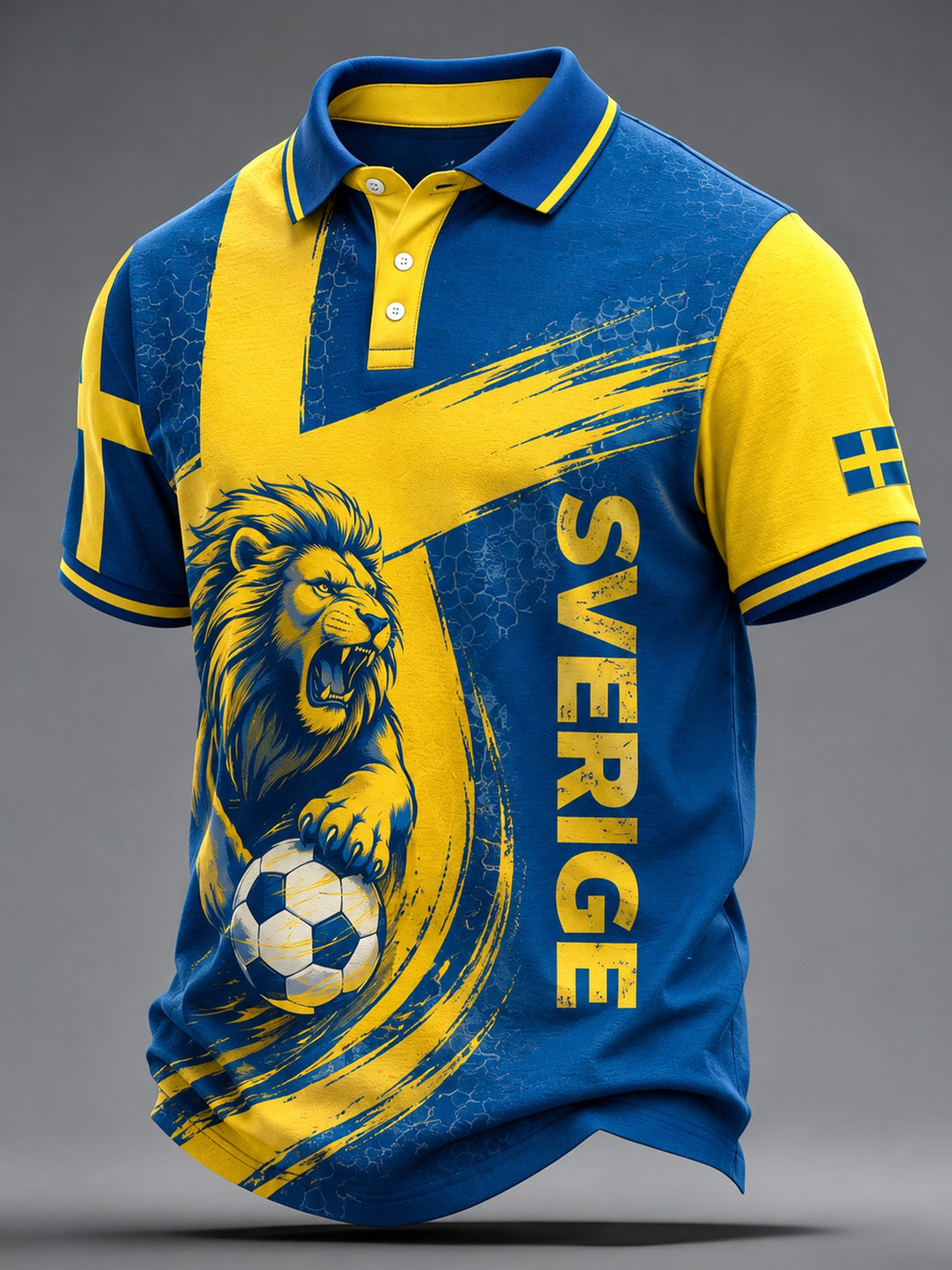 Herrpolotröja med svensk fotbollscheer-fanteknikertavla