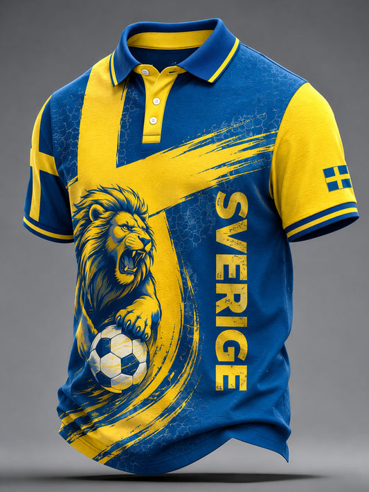 Herrepoloskjorte med svensk fotballsupporter-fan-ingeniør-tavle