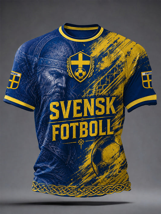 Menns Vintage Svensk fotballfan kunsttrykk Uformell T-skjorte