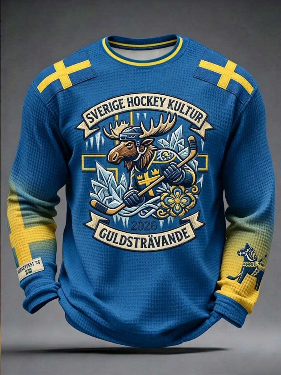 Retro Swedish Hockey Casual Våffle T-shirt
