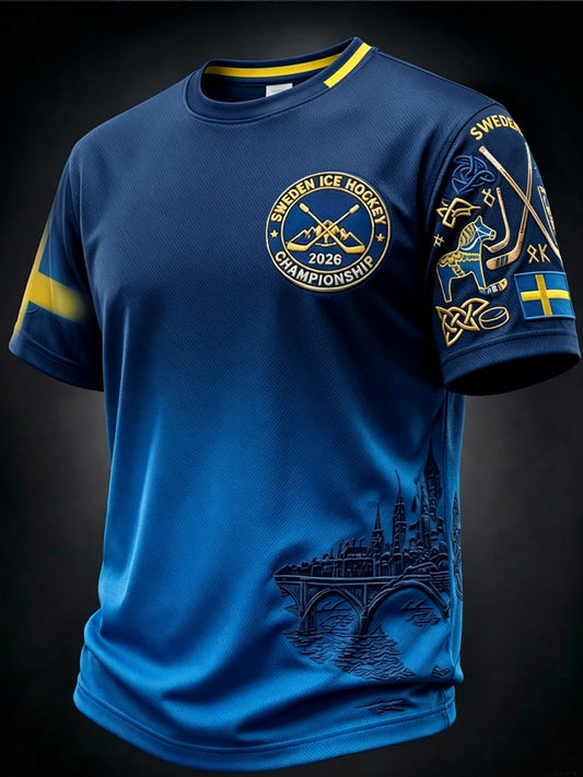 Retro svensk hockey gradientkunst uformell t-skjorte