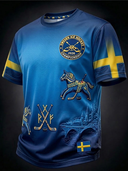 Retro svensk hockeyfan uformell T-skjorte
