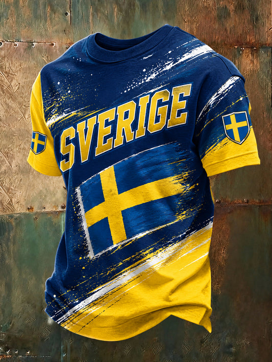 Herrefotballkamp Mellom Sverige Og Heiende Supporter Kunsttrykk T-skjorte