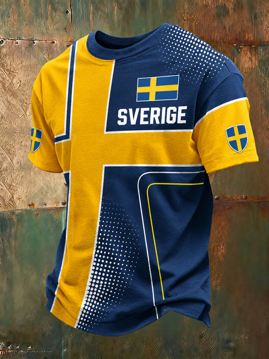 Herrefotballkamp Mellom Sverige Og Heiende Supporter Kunsttrykk T-skjorte