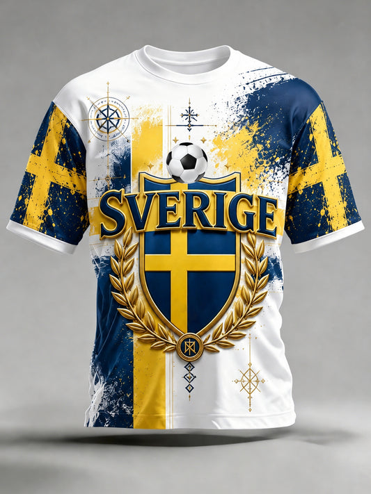 Herrefotballkamp Mellom Sverige Og Heiende Supporter Kunsttrykk T-skjorte