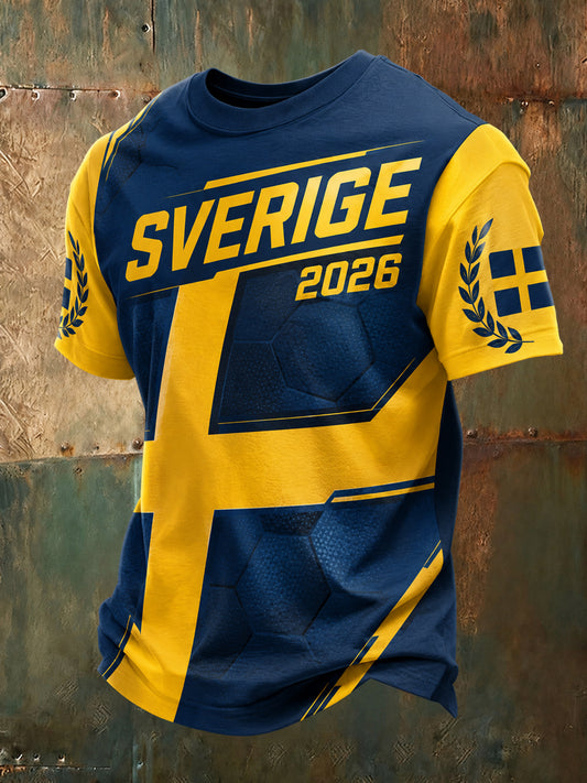 Herrefotballkamp Mellom Sverige Og Heiende Supporter Kunsttrykk T-skjorte