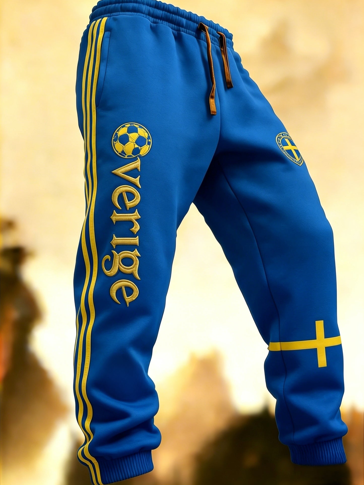 Mäns Retro Viking Svenska Fotbolls flaggbricka Casual byxor