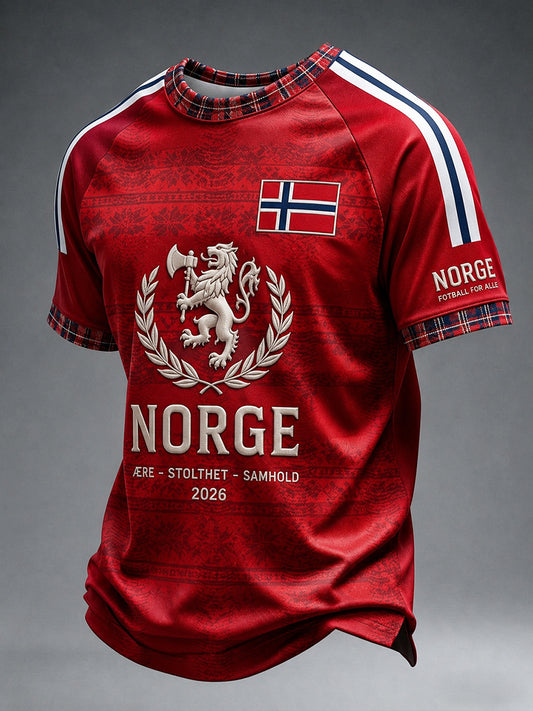 Retro nordisk stil Norge fotballfan kunsttrykk avslappet drakt