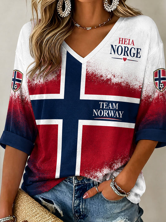 Retro nordisk stil Norge fotballfan kunsttrykk avslappet drakt