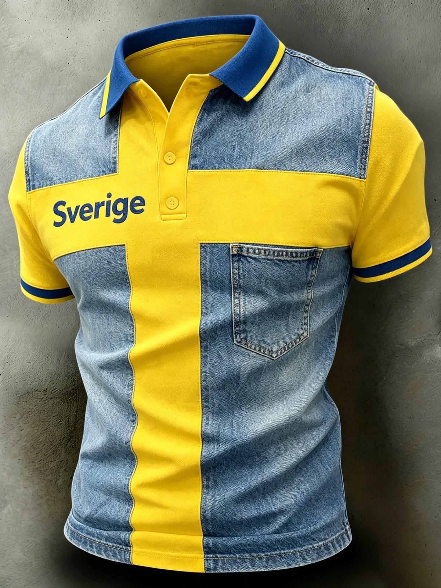 Herrtröja med konsttryck på en svensk fotbollsmatch – hejarklack