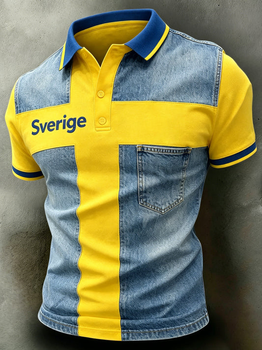 Herregenser med kunsttrykk fra en svensk fotballkamp – heiagjeng