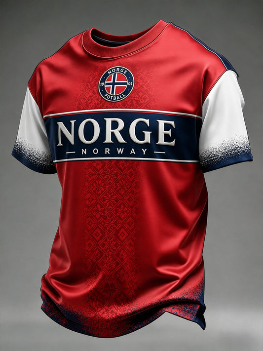 Retro nordisk stil Norge fotballfan kunsttrykk avslappet drakt
