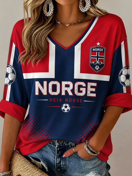 Retro nordisk stil Norge fotballfan kunsttrykk avslappet drakt