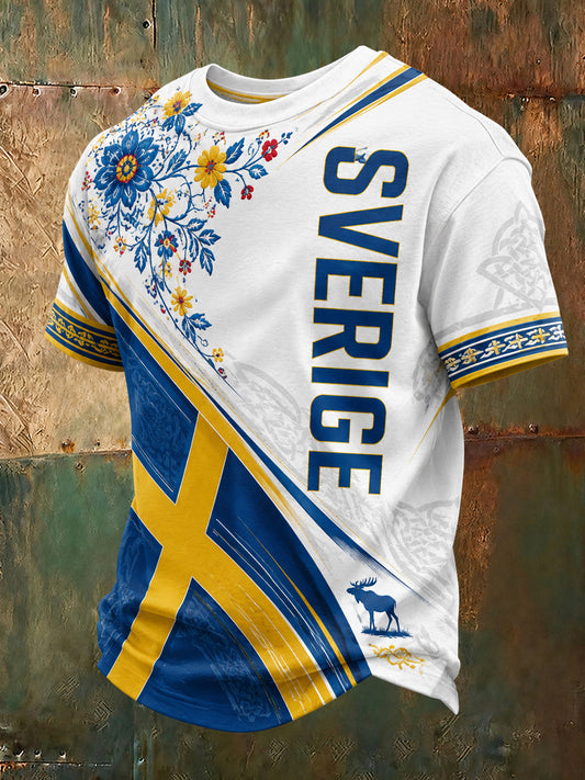 Menns svenske midtsommer- og nasjonaldagsminnekunst trykk T-skjorte
