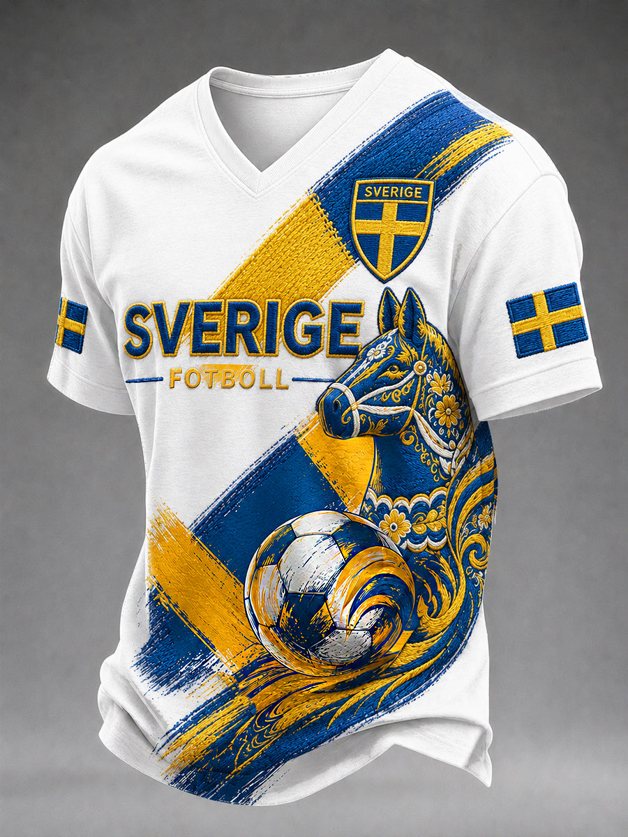 Retro svensk fotbollsfan-konsttryck avslappnad tröja