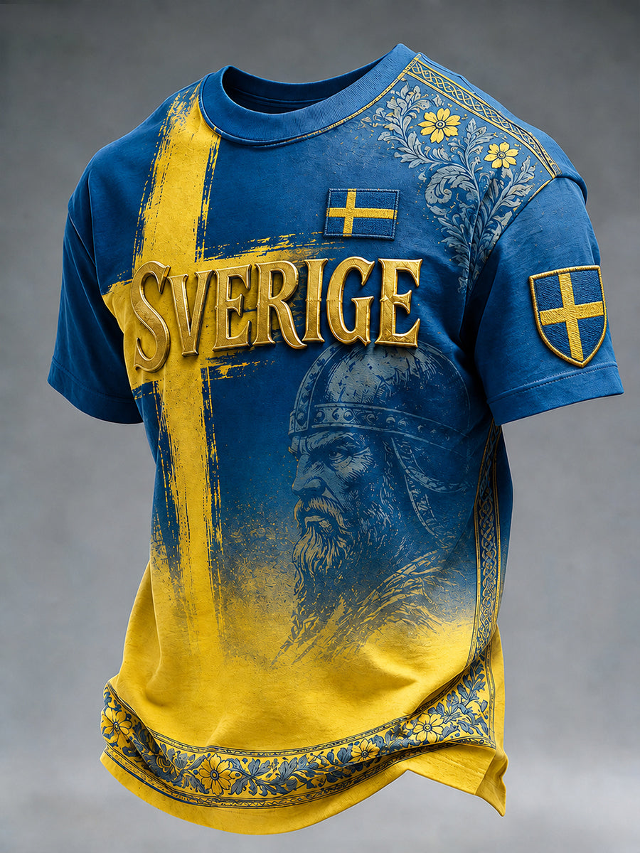Retro svensk fotbollsfan-konsttryck avslappnad tröja