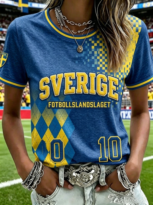 Damer Retro Sverige 2026 Kortarmet T-skjorte for fotball