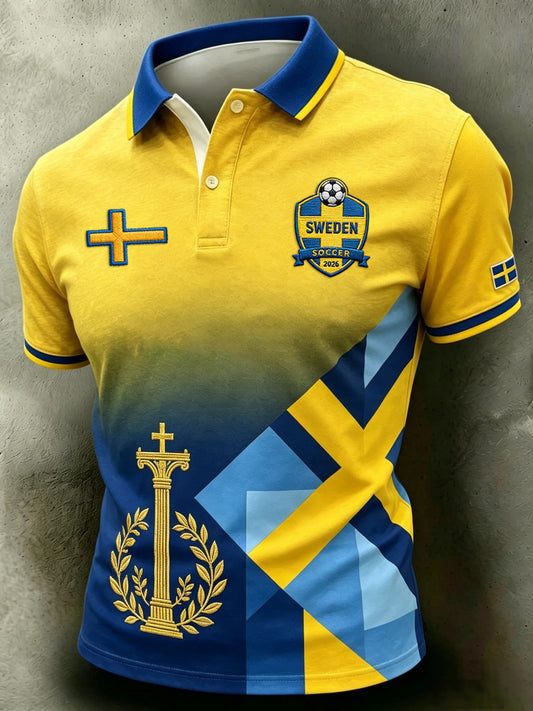 Retro svensk fotballstil 2026 lappet luftig pikétrøye