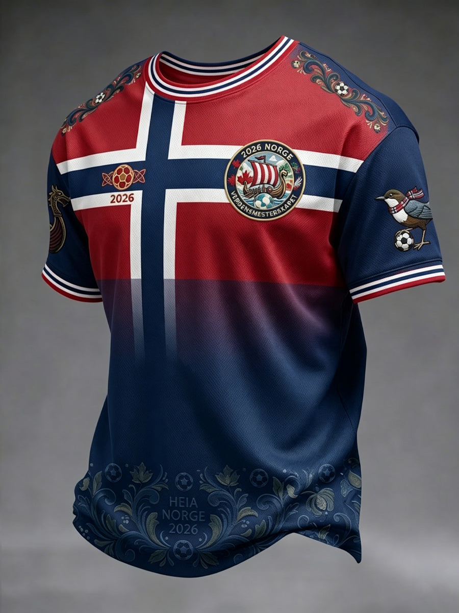 Retro Norge 2026 Fotball Gradient Fritids-T-skjorte